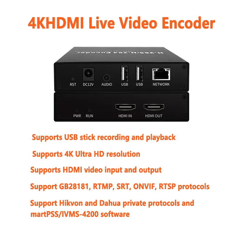 

4K Video Encoder HDMI PC Surveillance NVR Recording Dual USB2.0 Camera Recording Function ONVIF/HK Compatible YouTube Facebook.
