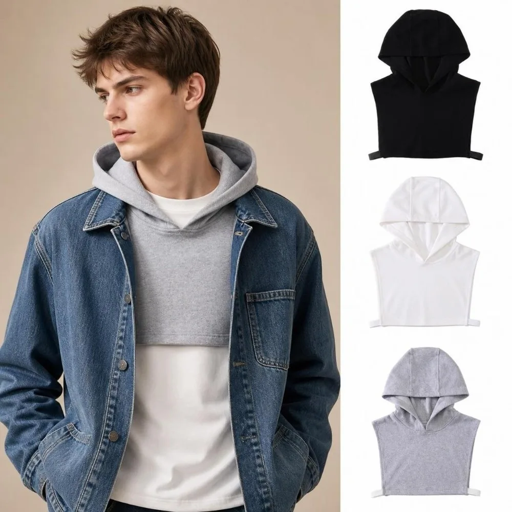 Single-sided Fleece Fake Hood Collar Sleeveless Design Soft Cotton Spandex Fleece Hood Collar Classic Color No Drawstring