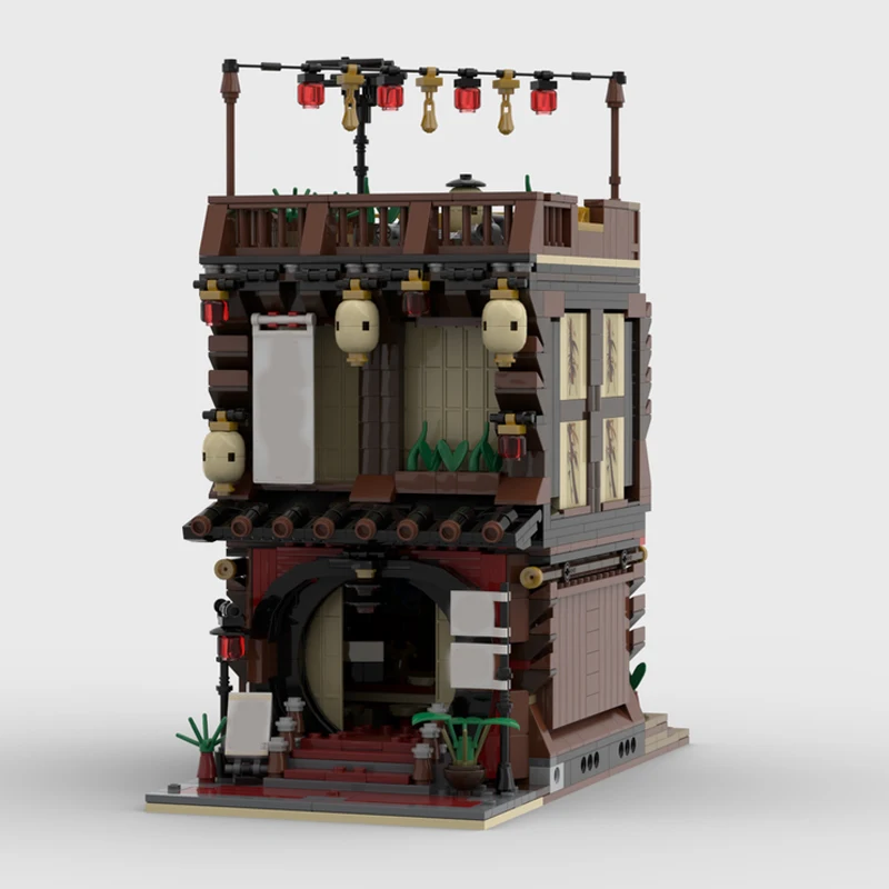 

1565 PCS MOC urban-dojo sushi-bar fusion modular DIY Model Building Blocks Birthday Toys Gift