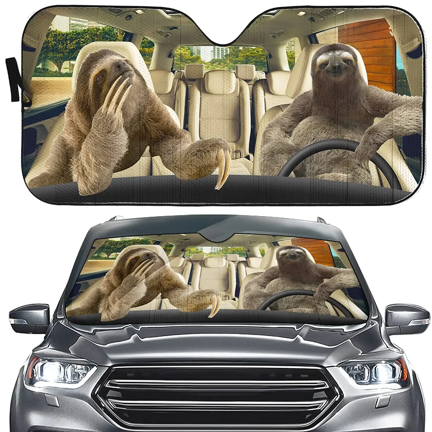 Cute Sloth Car Sun Shade for Front Windshield Sunshade, Funny Sloth Car Visor Auto Front Window, Sun Shield Reflector Shades