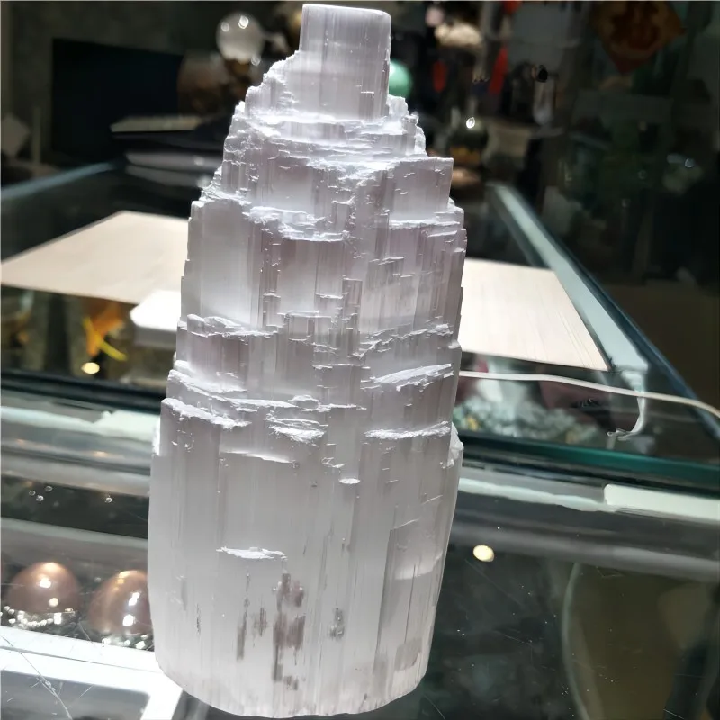 20cm Huge Selenite Tower Lamp - Natural Crystal Healing Glow for Home Ambiance