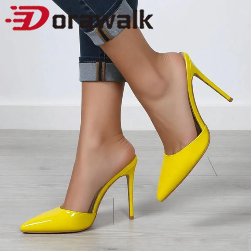 

Woman Sexy Stilettos 12cm Casual Slipper High Heels Summer Sandal Patry Pointed Toe Seaside Holiday Female Elegant Dress Shoes