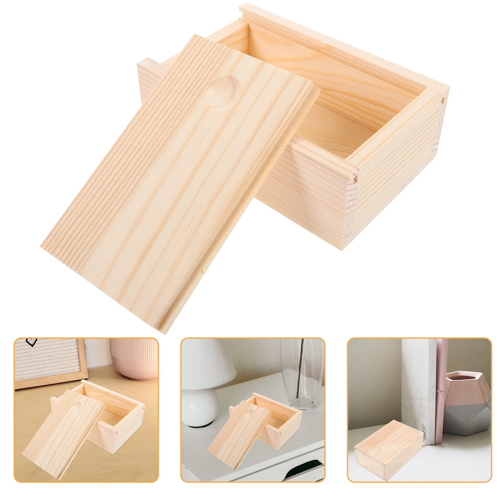 

Wooden Jewelry With Sliding Lid Vintage Trinket Storage Multi-Functional Storage Box Small Wooden Box With Lid Small Portable