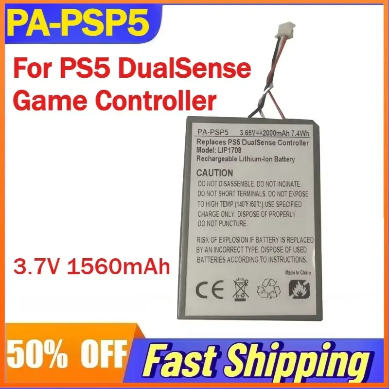 3.7V 1560mAh PA-PSP5 Li-Ion Battery for Sony PS5 DualSense Game Controller Batteries LIP1708 P5-B01 Accessories