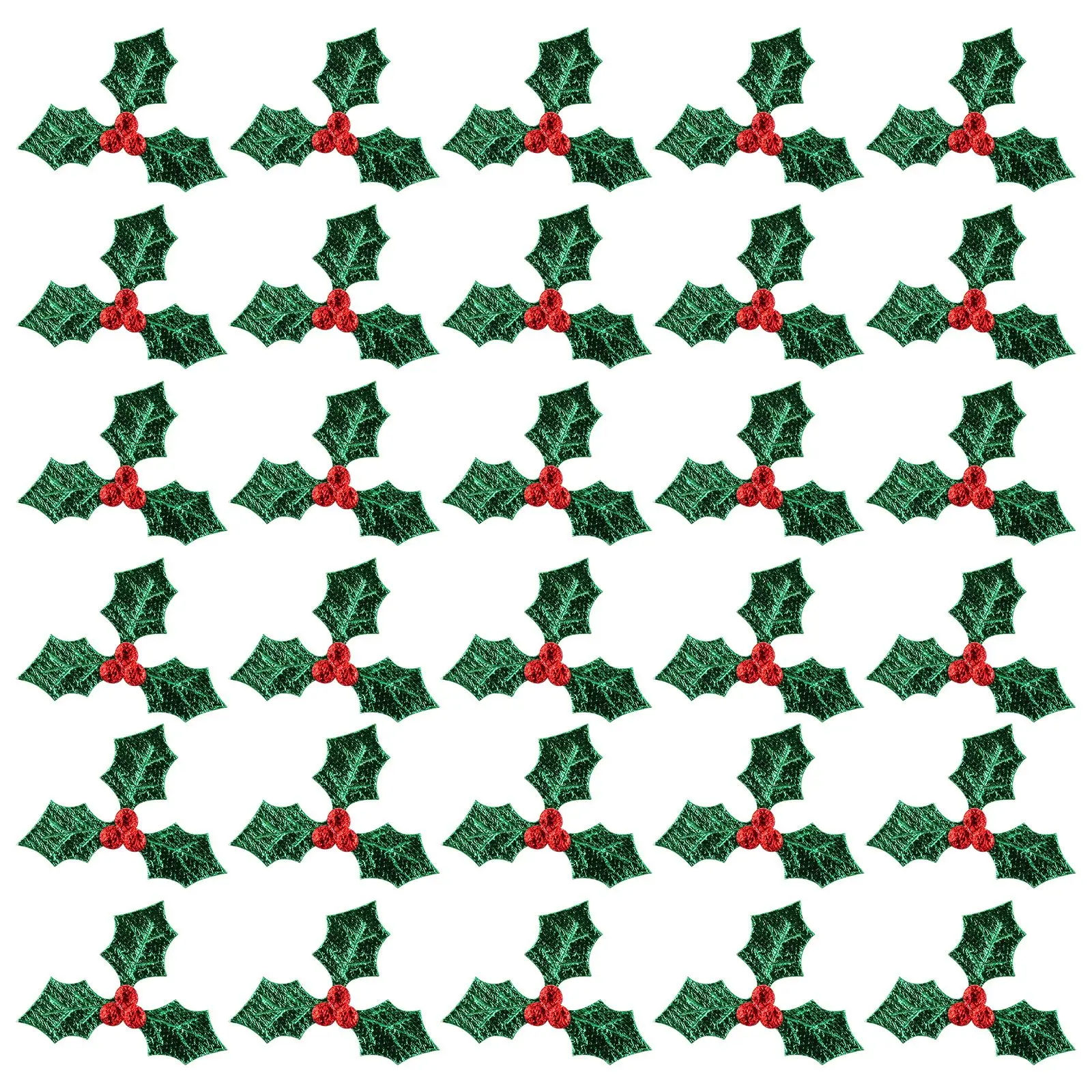 

100 Pcs Artificial Berry Leaf Christmas Ornaments Mini Wreaths Holly Sprigs Decor Fake Plant Holiday Event Sew On