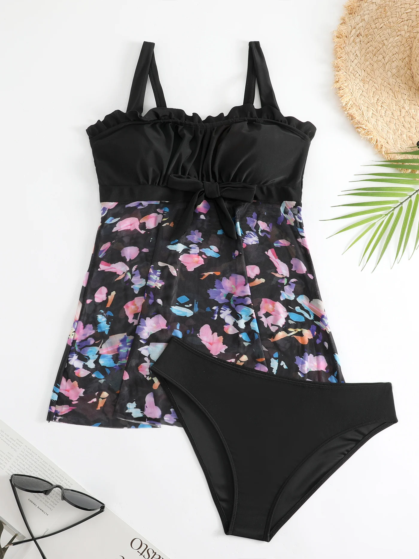 

Floral Print V Neck Tankini Sets, Summer Sexy Bikini Two Pieces Swimsuit, Women's Swimwear & Clothing Fashion Beachwear