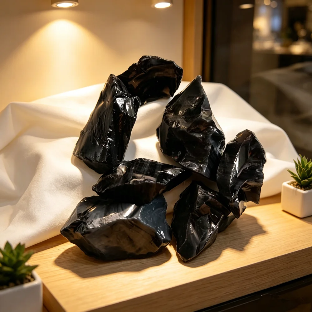 Natural Black Obsidian Irregular Healing Black Crystals Stones Mineral Rock Specimen Decoration Energy Healing Stone view 3