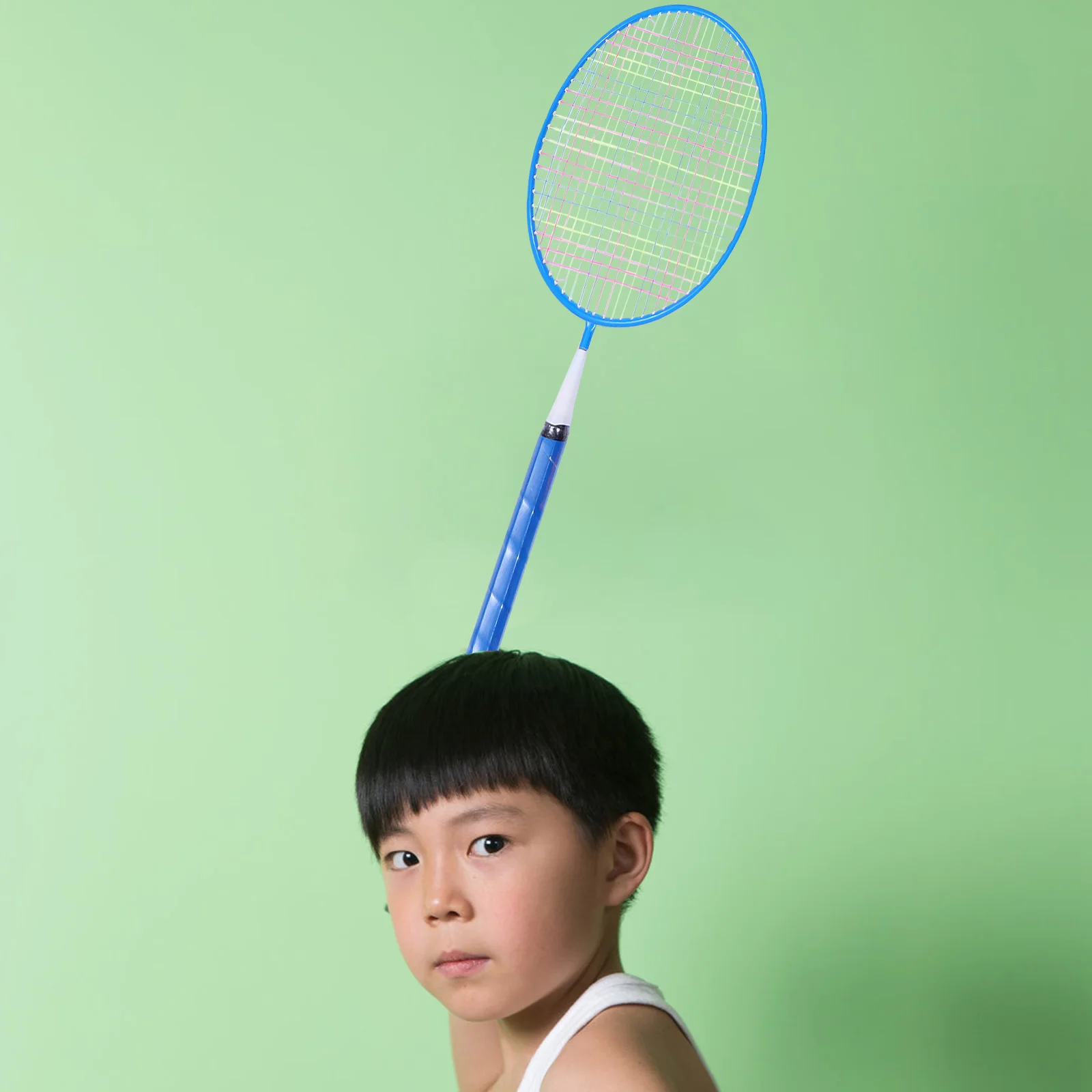 

Badminton Racket Set Kids Sports Toys Training Device Children Kit Blue Racquet Lightweight Handy Easy Grip Widened Surface