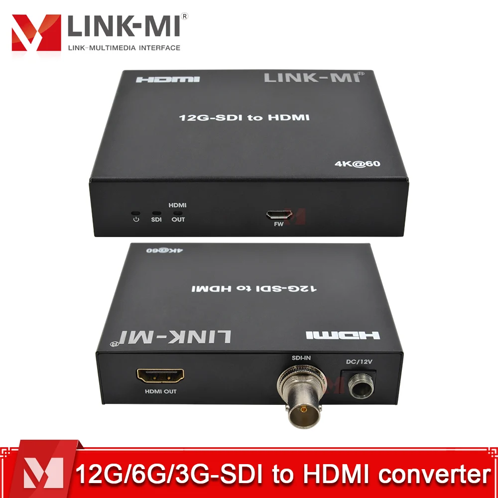 

Конвертер 12G/6G/3G-SDI в HDMI 4K при 60 Гц, 4:2:2 YUV, 12 Гбит/с, HDCP2.2, кабель 120 м, кабель Downscaler, аудио PCM, обновление прошивки
