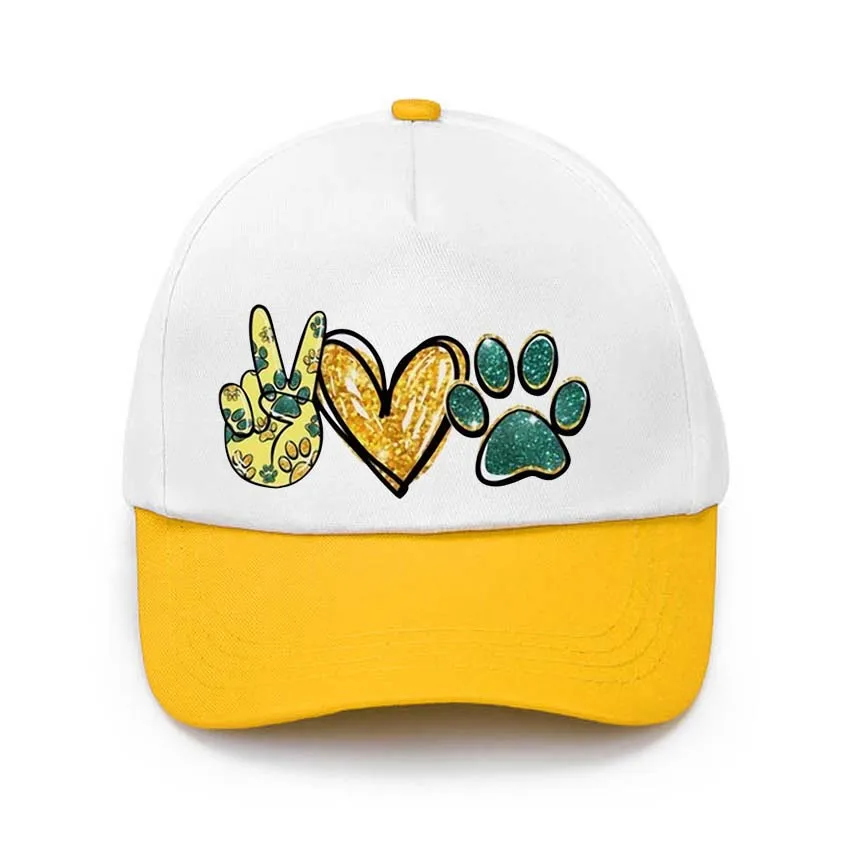 

Fashion Cap Adjustable Children Hat Boys Baby Girls Sun Hat Cartoon Paw Cat Dog Love Print Made Hat Hip Hop Hat Add Your Design