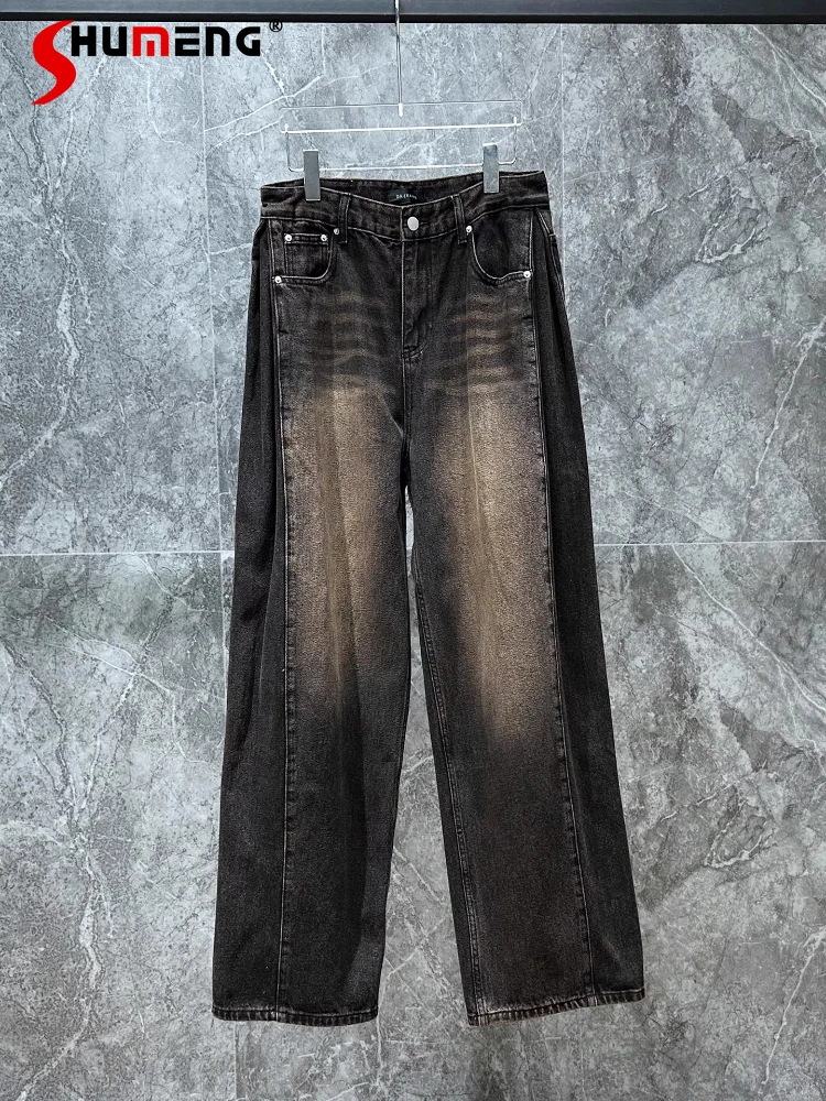 Pantalon en Denim rétro pour hommes, ample, tendance, droit, jambes larges, beau, Chic, nouvelle collection automne 2025