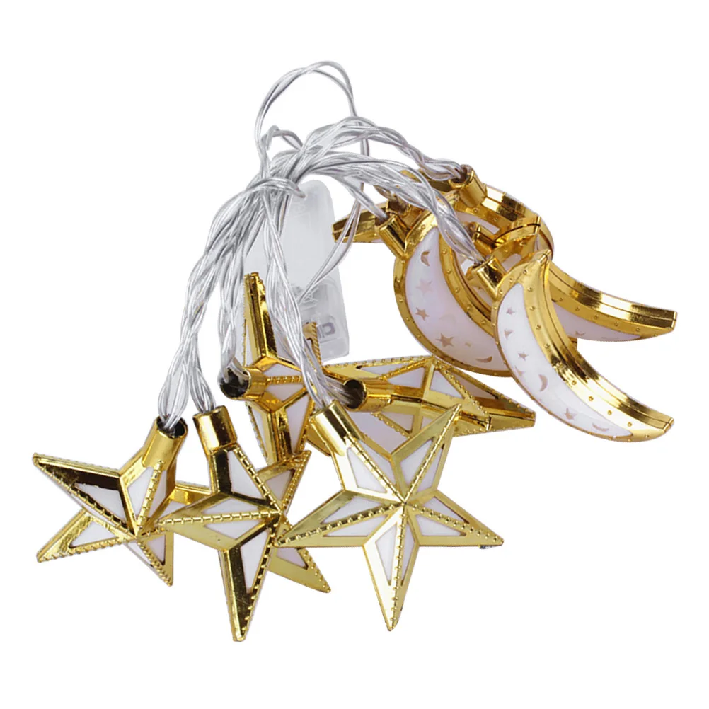 رمضان حفلة غرفة نوم 10 المصابيح 1.65 متر نجمة القمر الذهبي 4 ألوان LED سلسلة أضواء الديكور 4 ألوان 1.65 متر 10 المصابيح) #6