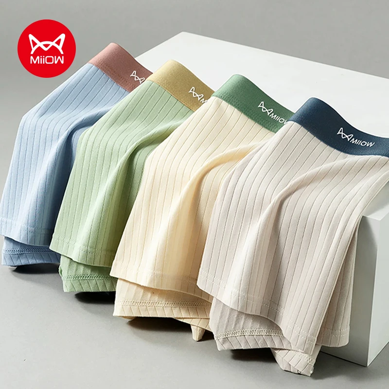 

MiiOW, 3 шт., осенне-зимнее хлопковое мужское нижнее белье, боксеры, мягкие дышащие мужские трусы, антибактериальные боксеры, мужские трусы