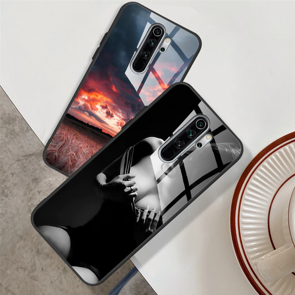 Tempered Glass Phone Case For Xiaomi Redmi Note 8 Pro Silicone Bumper Back Cover for Redmi Note8 Note 8 Pro 8T Case Cover Coque