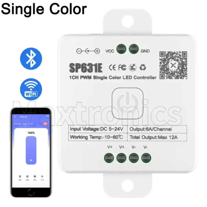 SP631E-SP635ELED Controller PWM Bluetooth Musica Voce 5050 FCOB DIM CCT RGB RGBW RGBCCT Striscia luminosa a LED IOS Android 2.4G 5V-24V