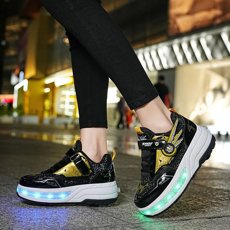 Scarpe a rullo per bambini Sneakers da ragazzo e ragazza con 4 ruote Sneakers sportive con luci a Led regalo di compleanno per bambini di natale