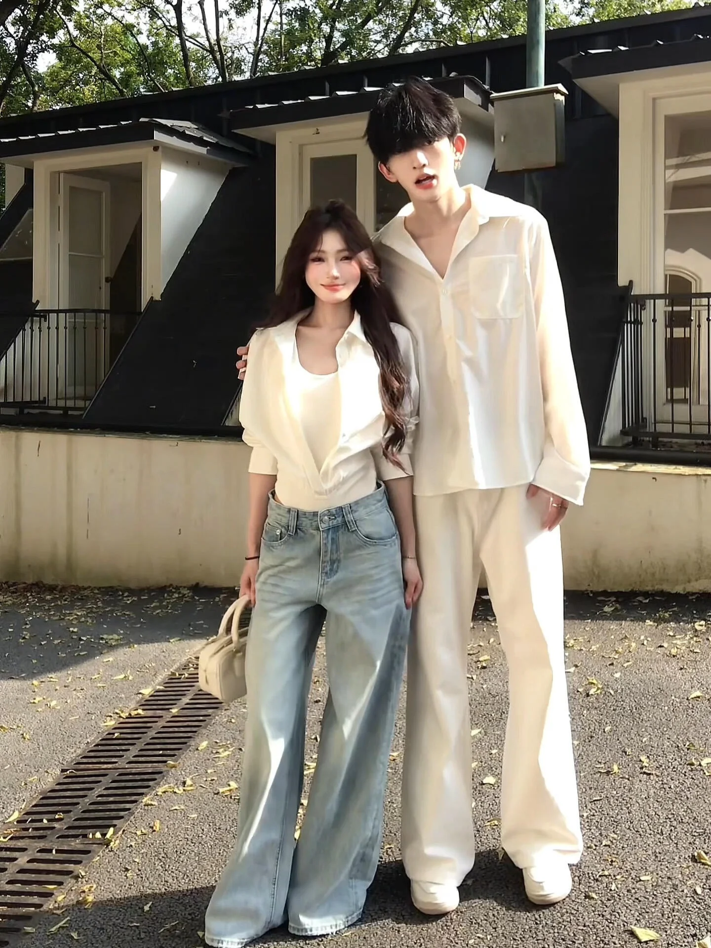 

French Style White Long Sleeve Shirt Women's Early Spring Design Sensation Lazy Waist-Cinching Onesie Top Breathable Polyeste...