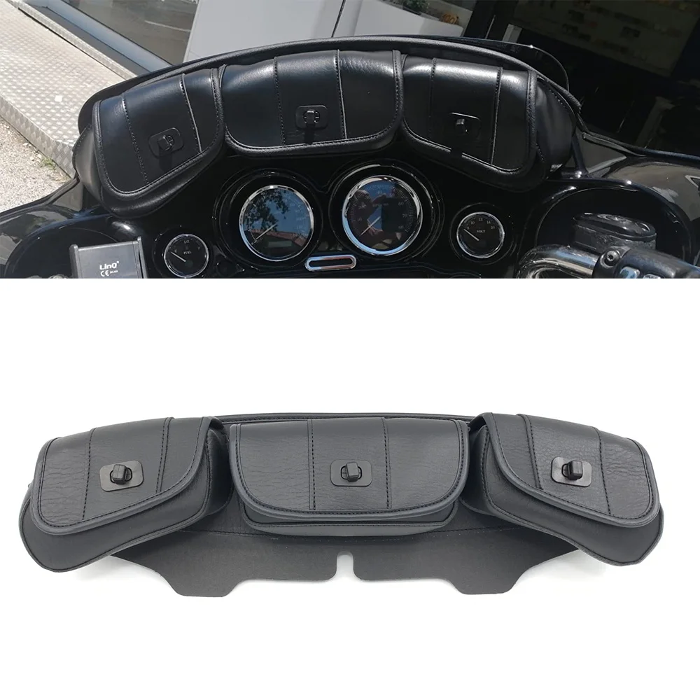 Borsa per carenatura a pipistrello per parabrezza a 3 tasche per moto per Harley Electra Street Glide Touring 1996-2013