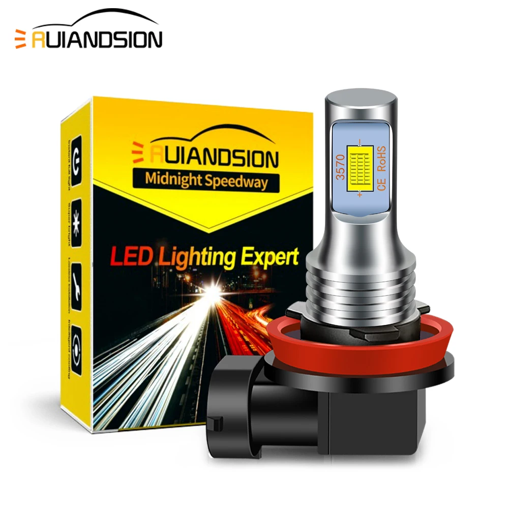 

Ruiandsion 2PCS H11 H8 LED Fog Light Bulb 10-30V White Yellow 1500LM For Car Headlight Front Foglamp Universal Fit 12V 24V Truck