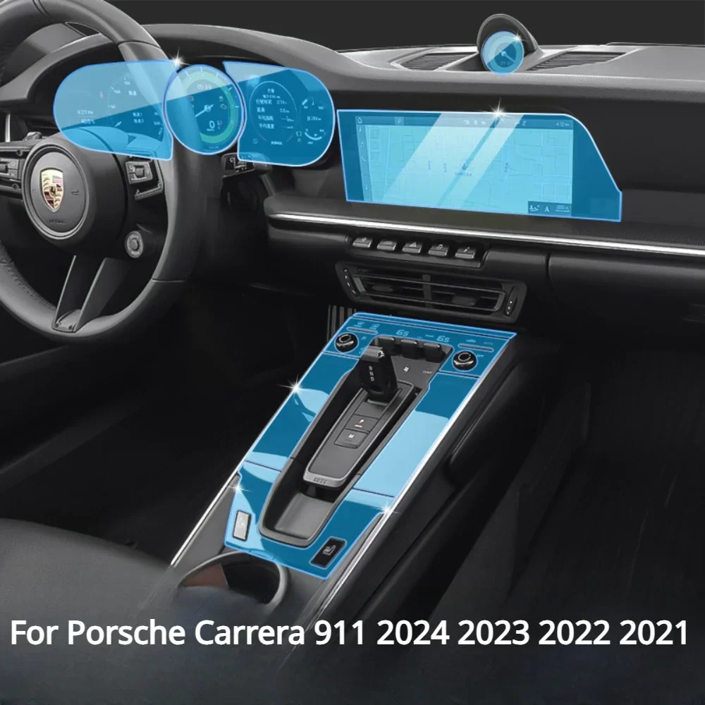 Для Porsche Carrera 911 2024 2023, аксессуары, внутренняя пленка, прозрачная ТПУ, панель переключения передач, навигация, центральная консоль, защита PPF Для Porsche Carrera 911 2024 2023, аксессуары, внутренняя пленка, прозрачная ТПУ, панель переключения передач, навигация, центральная консоль, защита PPF