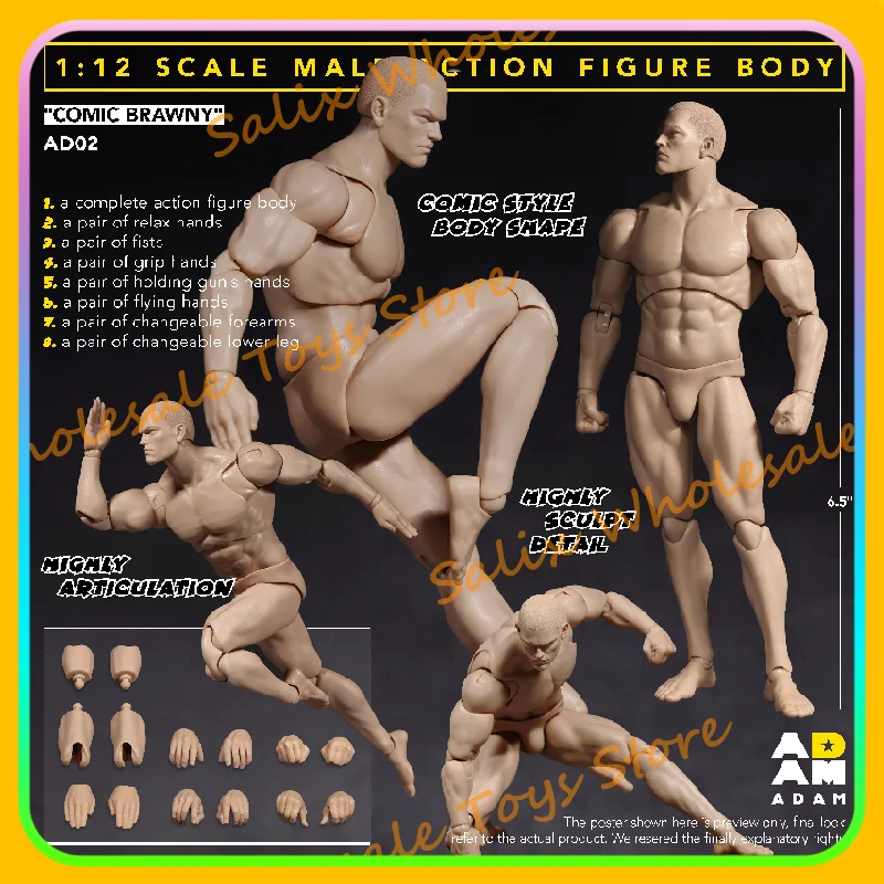 

ADAM Studio ADAM-AD02 1/12 Scale Male Action Figure Body Comic Brawny Action Figure Collectible Toy