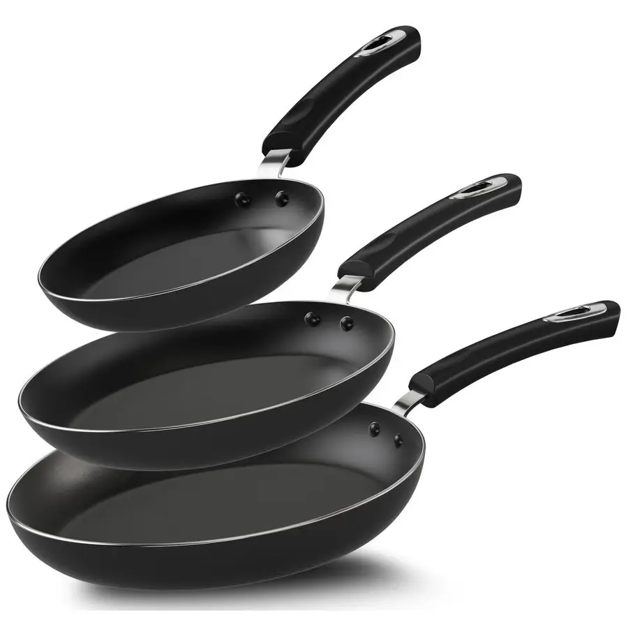 

Nonstick Cookware 3 Piece Omelette Pan Skillet Set, Nonstick Frying Pans with Induction Bottom, 8, 9.5 amp 11 Inches Frying Pans