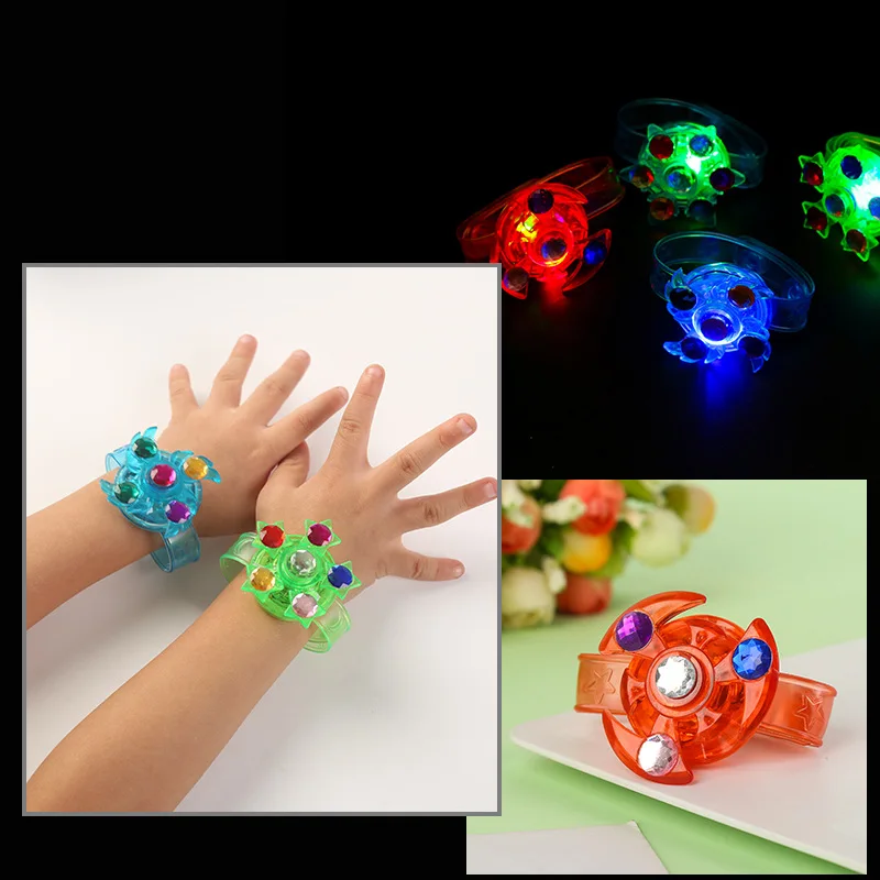 Luminous Gyro Rotating Wrist Bands, LED piscando, Pulseiras dos desenhos animados, Jogos, Luzes criativas, Glow in the Dark, Brinquedos, Presentes de festa para crianças