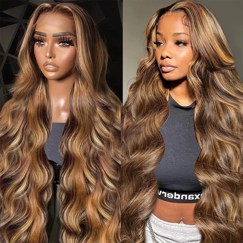 180 200 Density Lace Front Wigs Human Hair Body Wave 4/27 Highlight  13x4 13x6 HD Lace Frontal Colored 18 36 Inch Human wig