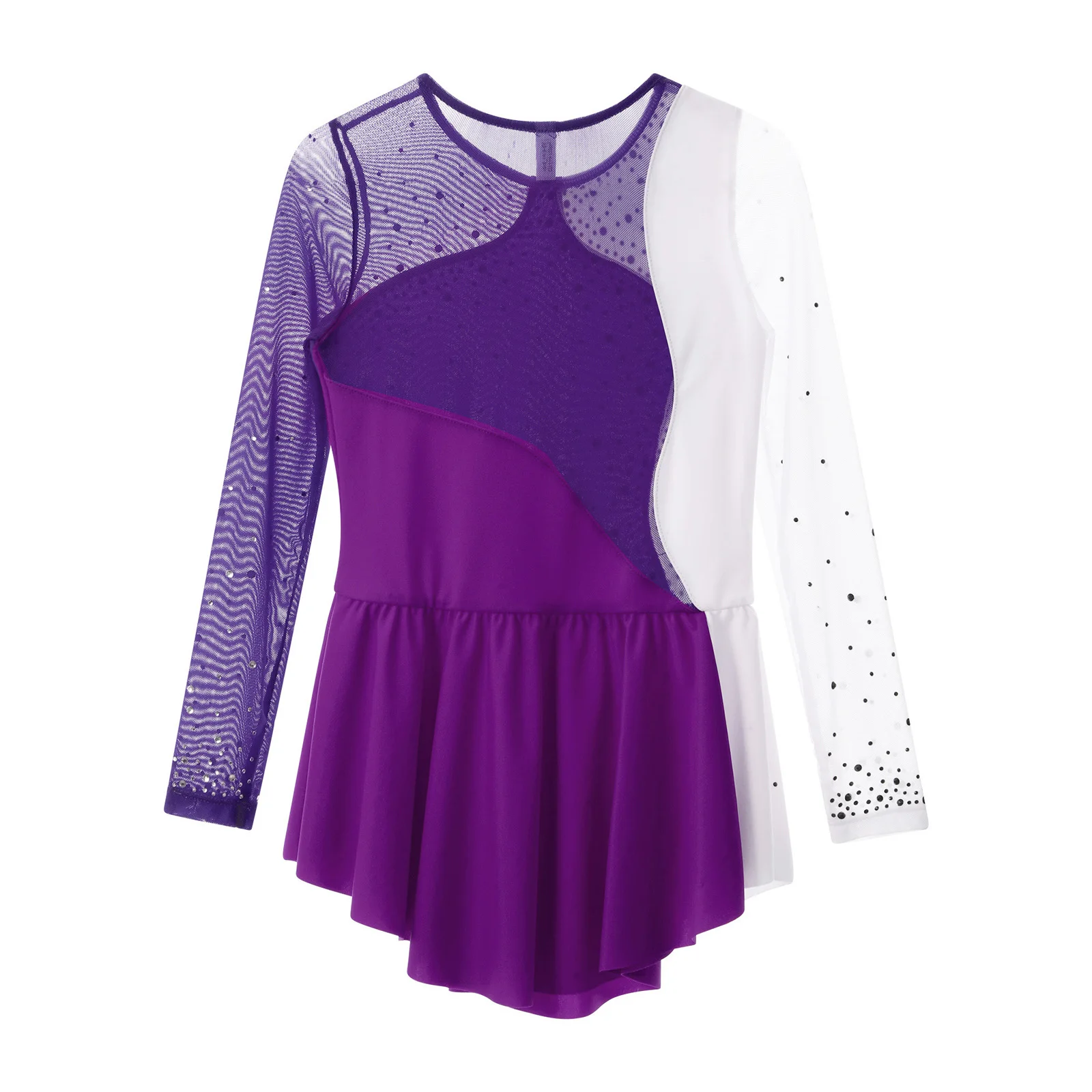 어린이 소녀 발레 체조 레오타드 드레스 긴 소매 리리컬 댄스 발레리나 의상 우아한 키홀 백 공연복