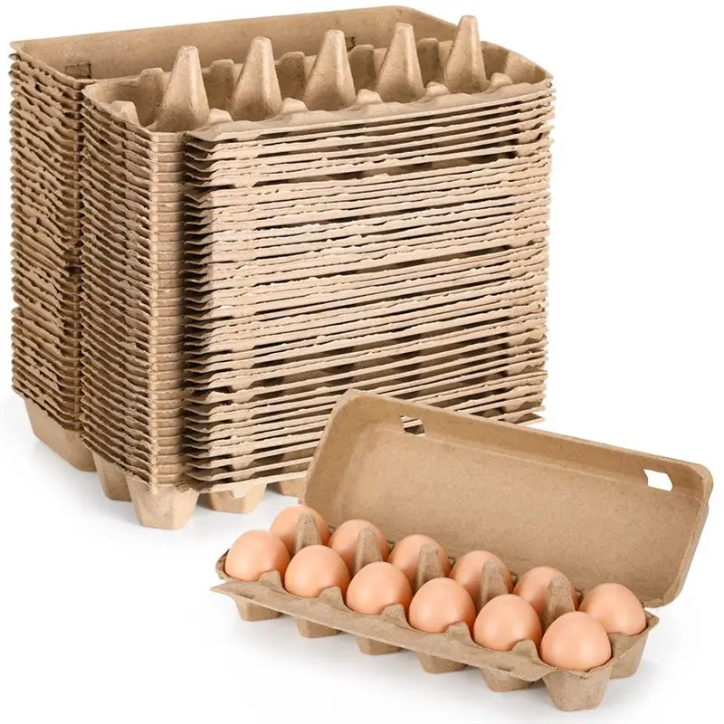 20PCS Cardboard Egg Cartons Blank Paper Pulp Egg Cartons One Dozen Egg Cartons Container Empty Egg Tray Pulp Egg Holder-A57M