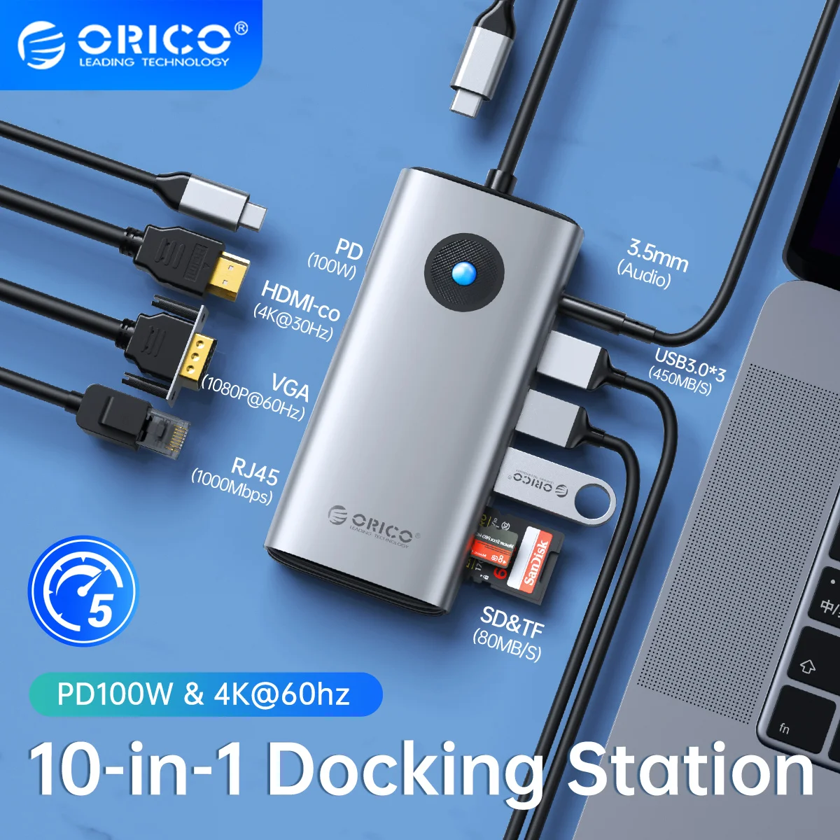 

Док-станция ORICO совместимая с USB 3,0 и HDMI, 4K 60 Гц