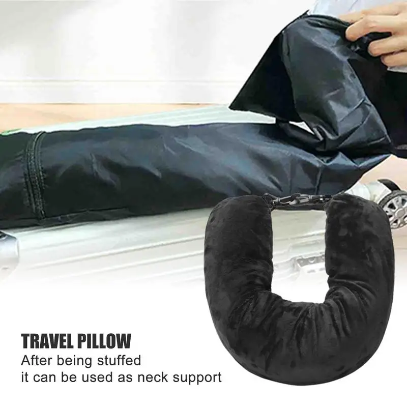 Funda de almohada de viaje para el cuello, ropa rellenable, portátil, para tren, con soporte rellenable