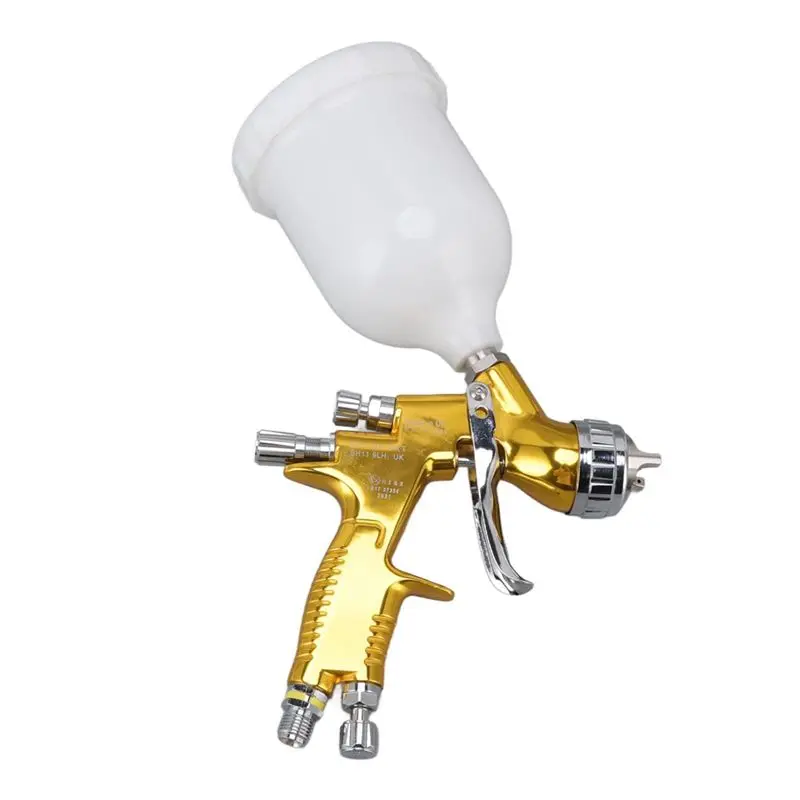 HRBAJ-GT Pro Airbrush Gold 1.3Mm Nozzle TE20 T110 Water Based Air Spray Gun Painting Gun With Mixing Cup