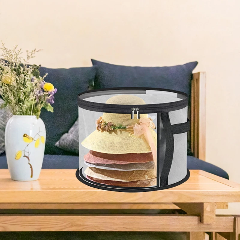 

New Hat Box Convenient Round Travel Hat Box Organizer Wear-Resistant Hat Organizer Hat Storage Organizer
