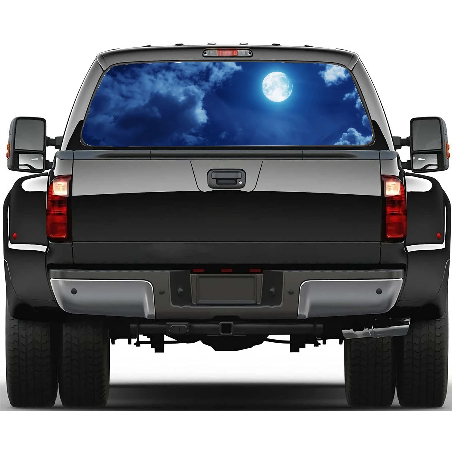 Full Moon Dark Cloud Print Car Accessories Rear Windshield Sticker Truck Window See Through Perforated Back Window Vinyl Decal