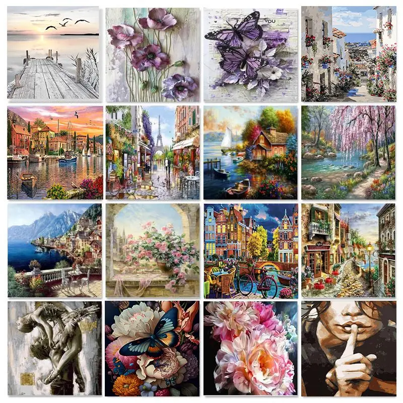 SDOYUNO Oil Picture Painting By Numbers For Adults DIY Kits HandPainted Landsape On Canvas With Framed Drawing Coloring By Numbe