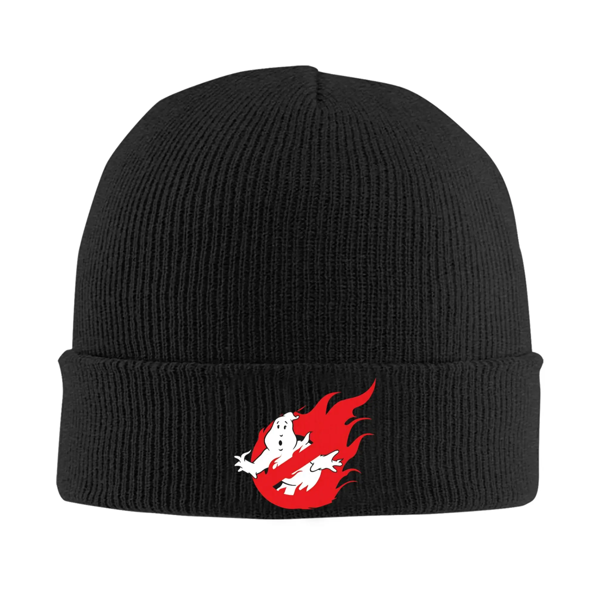 The Ghostbusters in Fire Bonnet Hats  Beanie Hats Spring Pattern Knit Hat Retro Men Women Kpop Warm Soft Cap