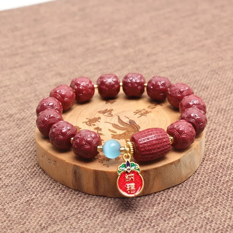 

Natural Raw Ore Purple Gold Sand Heart Sutra Lotus Lucky Bracelet Men's and Women's National Style Design Retro Lovers Hand Rope