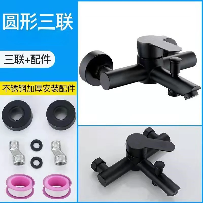 304 Stainless Steel Shower System Hot And Cold Mixer Valve Shower Set Triple In Wall Mounted Showers Faucets Set Brushed