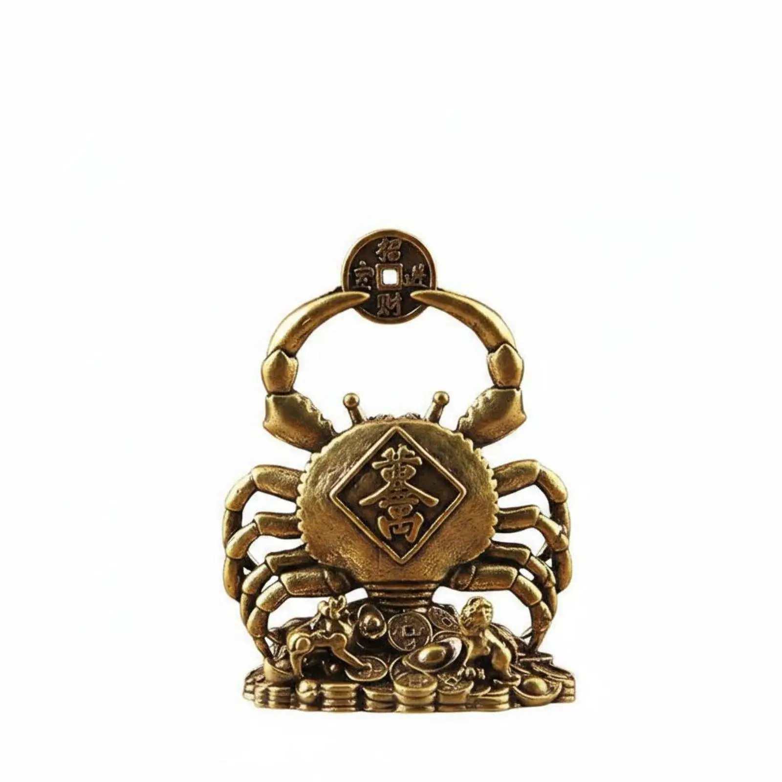 Brass Crab Lucky Decoration Vintage Brass Figurine Tabletop Ornament for Financial Stability Interior Decoration Items