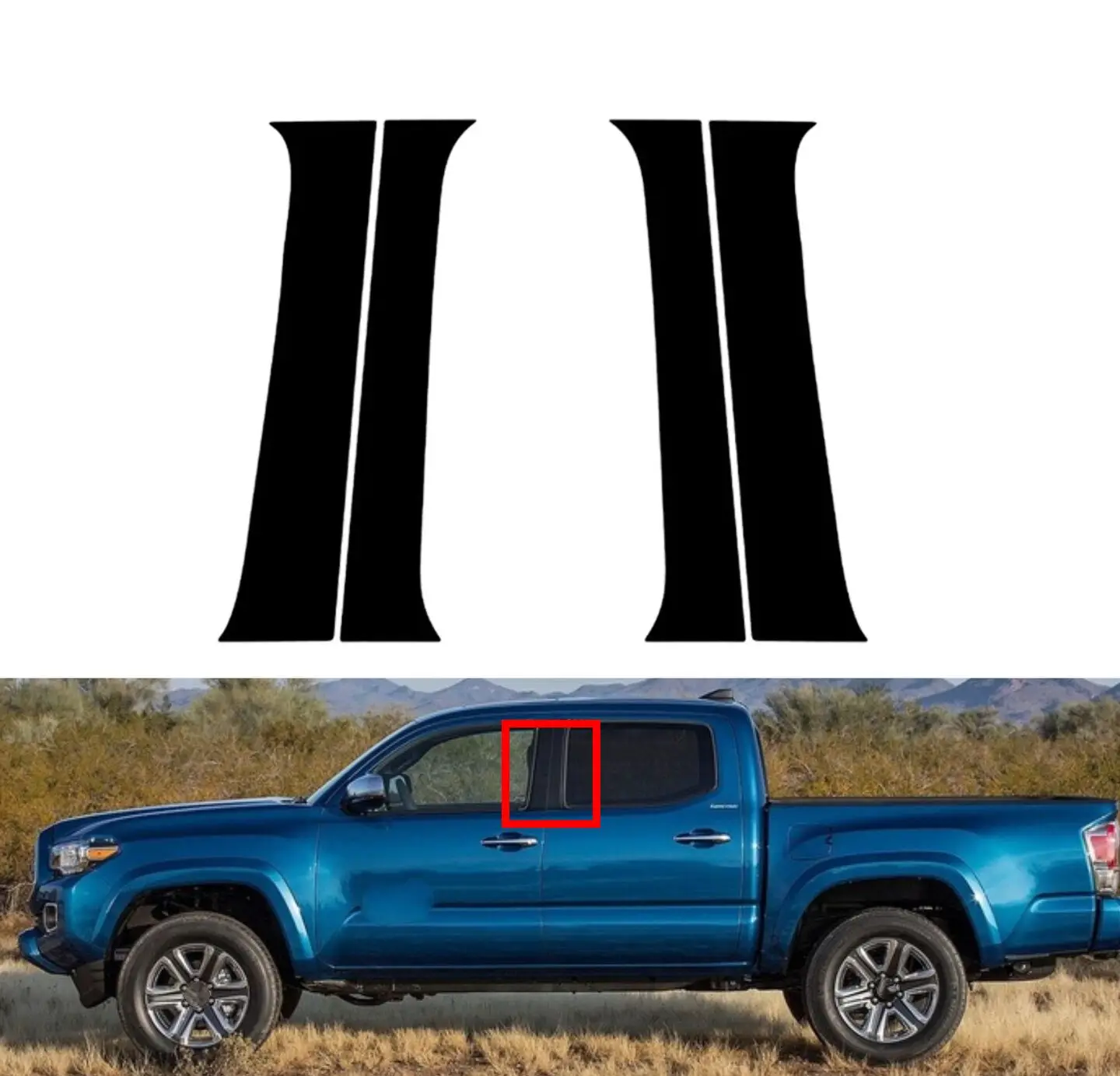 

Glossy Black Pillar Posts Fit For Toyota Tacoma 2016 2017 2018 2019 2020 2021 2022 2023 Window Door Column B C Sticker Cover