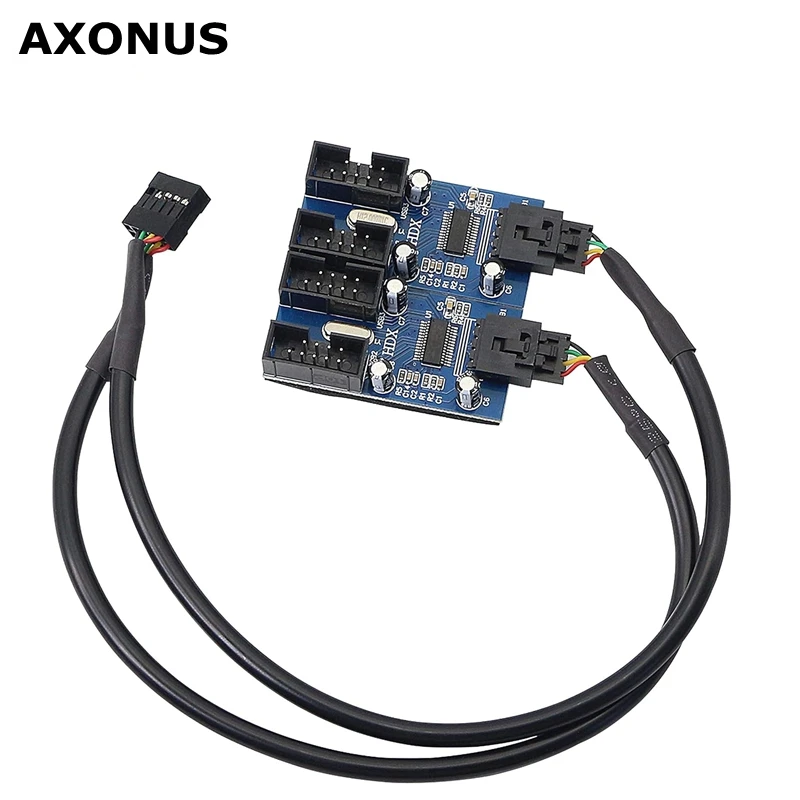 Motherboard 9-pin USB Head Multiplier 4-port Male Socket 9-pin Female 1-to-4 Expansion Card Splitter, 1/2/4 Adapter
