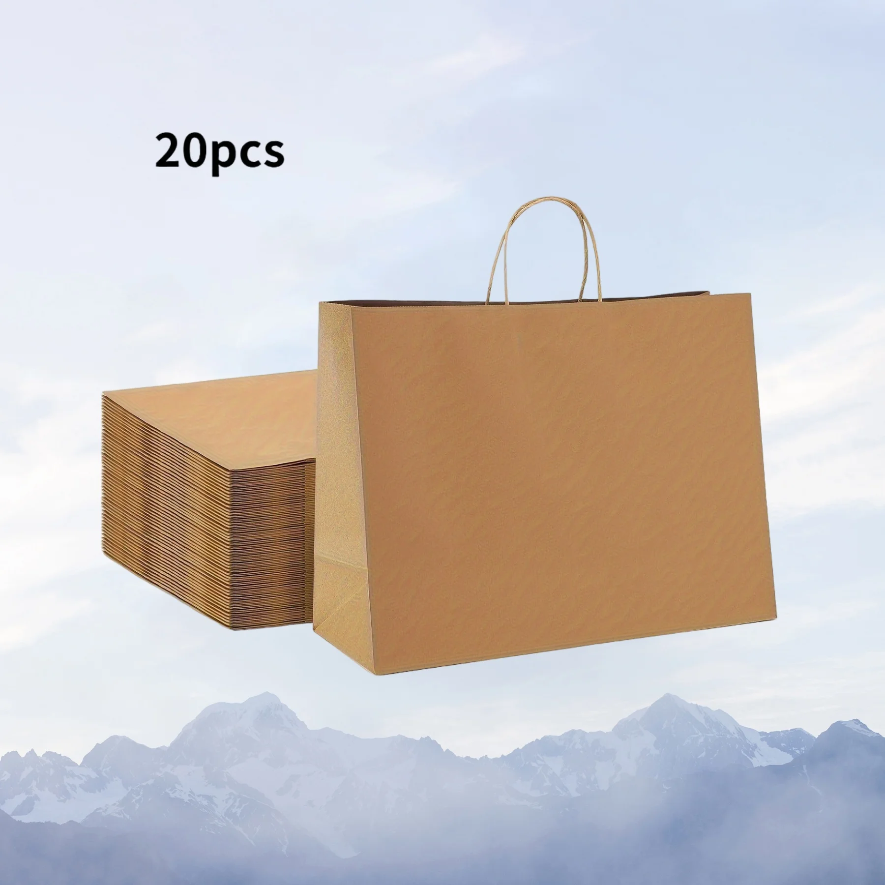 20 Pcs  Large Kraft Paper Gift Bags with Handles Eco-friendly Shopping Bags for Party Wedding Birthday Retail Gift Packaging