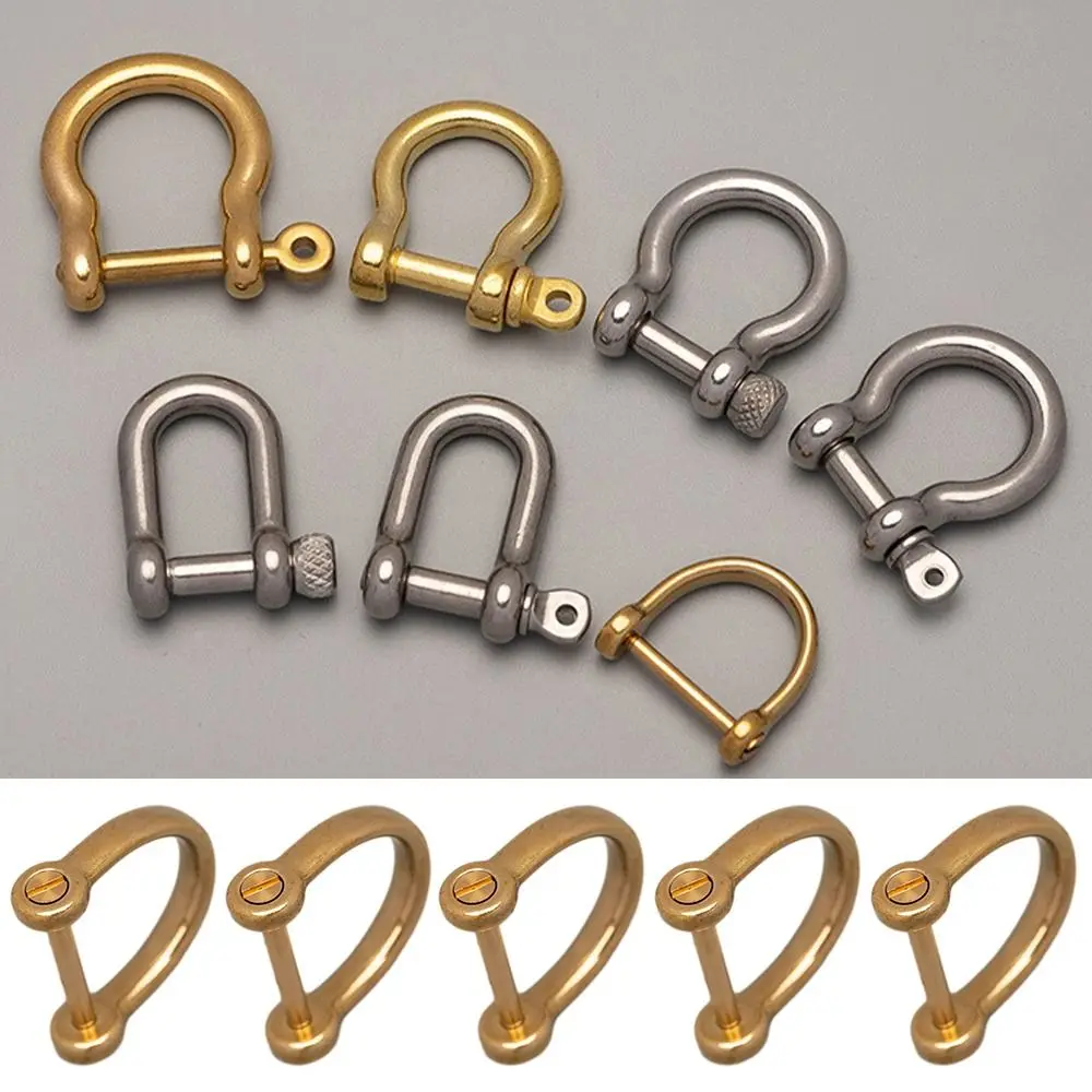 10 Styles Bracelet Buckle Shackle Fob D Bow Staples Key Ring Solid Carabiner Keychain Hook