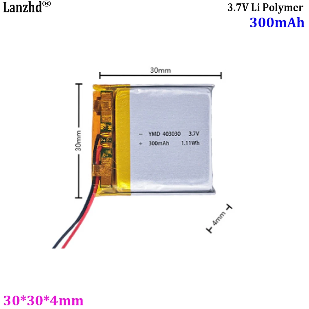 

403030 polymer lithium battery For smart speaker bluetooth headphones dashcam lithium battery 3.7V 300mAh