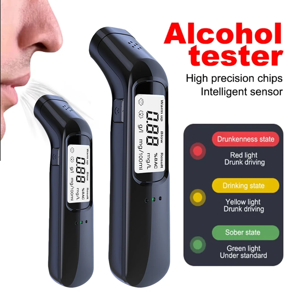 Portable Non-Contact Alcohol Tester with LED Screen Display Alcoholmeter Alcohol Tester Accuracy Breathalyzer Diagnostic Tool