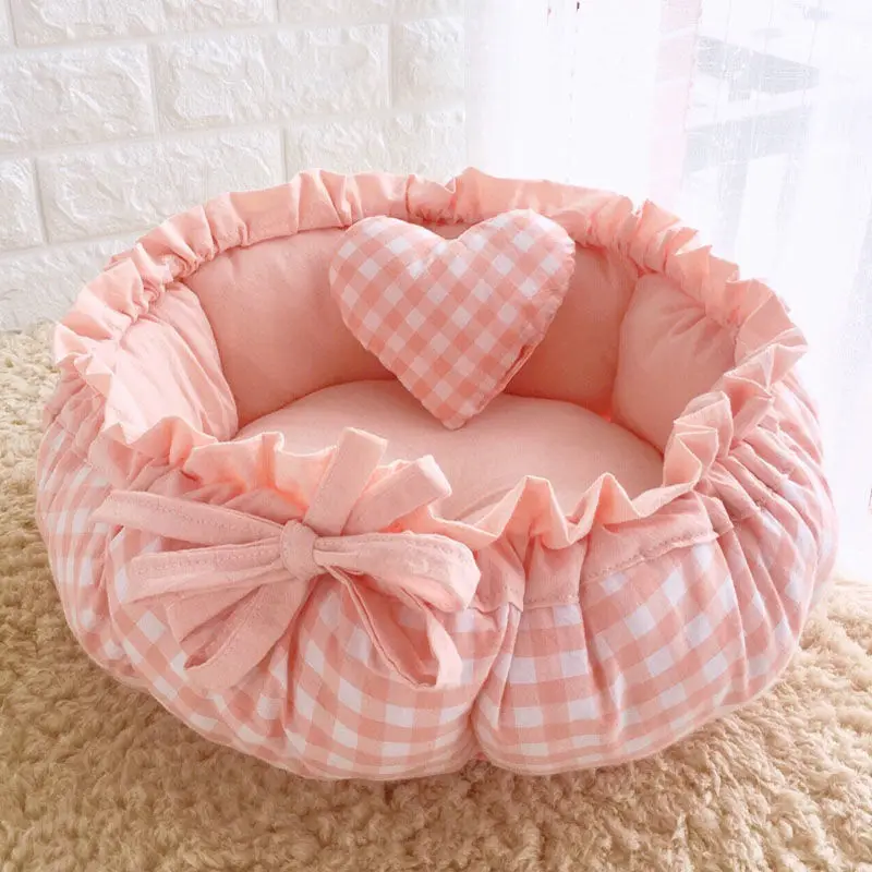 Cat Bed Small Dog Cute Flower Bed 2 in 1 Soft Blanket and Donut Bed for Indoor Cats Dogs Cosy Bedding Warm Warm Pet Bed Cushion