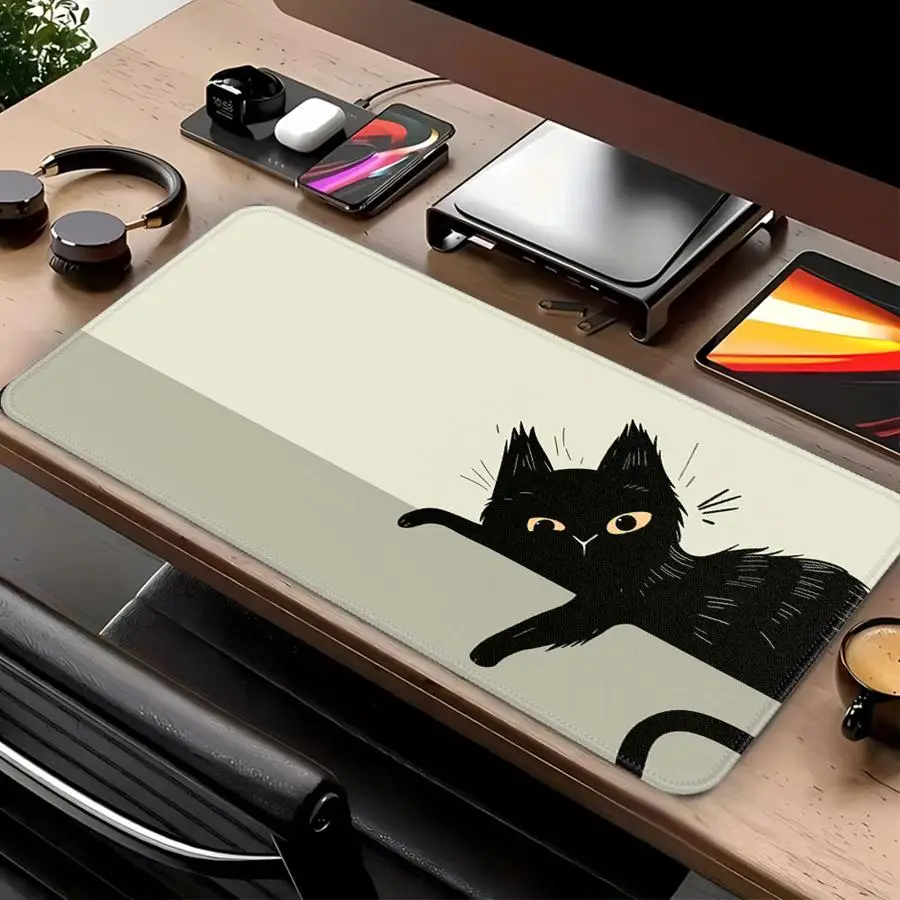 Mouse Pad Desk accessories XXL Game Console Pad office Pad Keyboard Computer Laptop Pad rubber Art Black Cat
