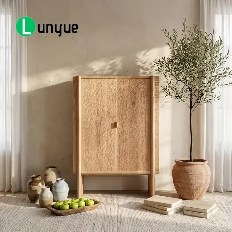 Medieval American Art Hammer Pattern Solid Wood Side Cabinet Retro Streamline Texture Simple Storage Furniture Customizable