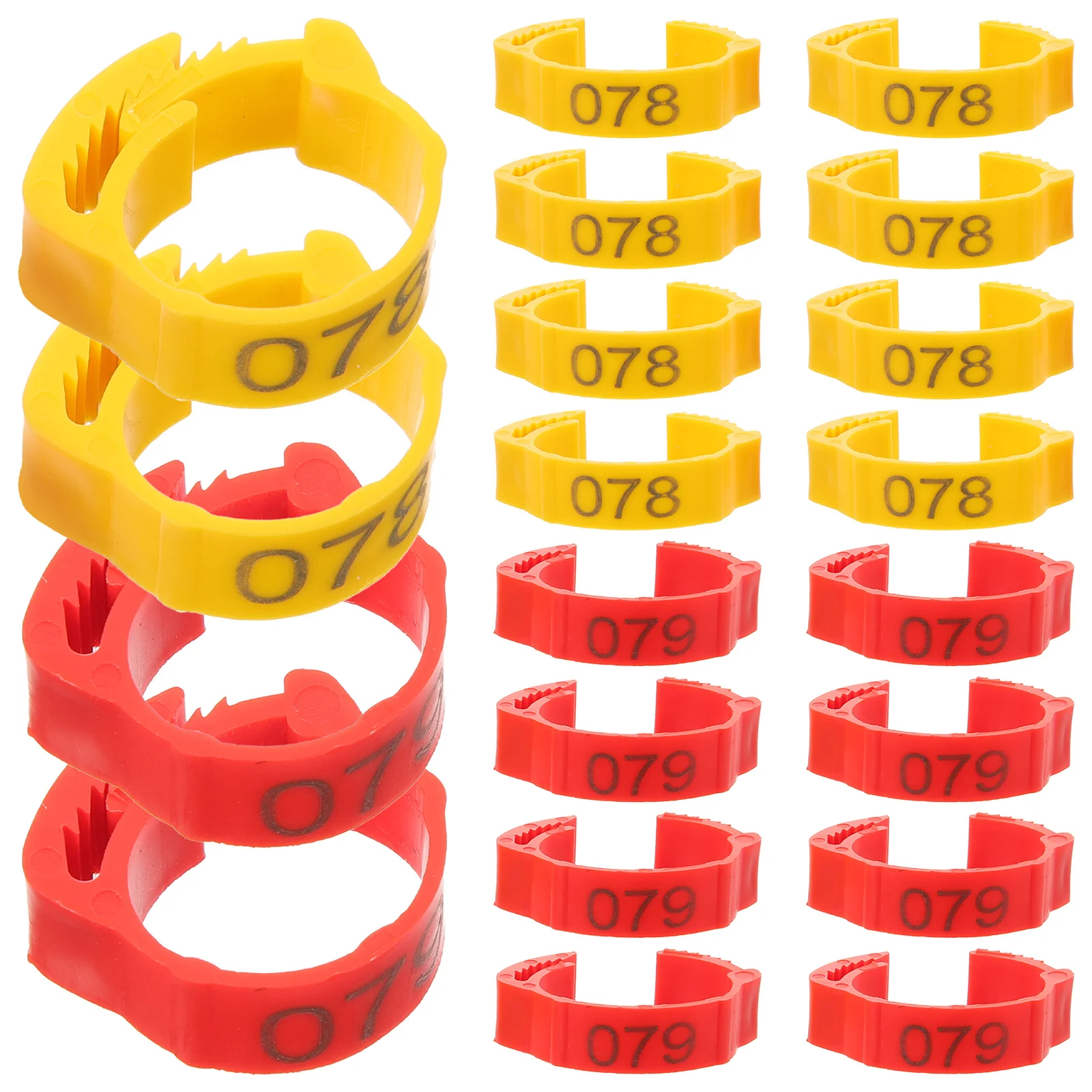 

200Pcs Chicken Leg Bands Poultry Identification Rings Reusable Plastic Farm Marker Tags for Chickens Pigeons Ducks Bright Color